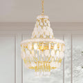 Rennnsan 3 Light Bohemian Coastal Capiz Shell Chandelier For Soft Glow Dining Living Spaces 3 Light