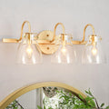 Rennnsan 3 Light Brushed Brass With Clear Glass Modern Bathroom Vanity Light Wall Sconces For Mirror