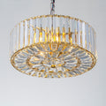 Rennnsan 3 Light Glam Brass Crystal Drum Flush Mount Ceiling Light For Dining Room Foyer 13.78 In. W X 5.51 In. H
