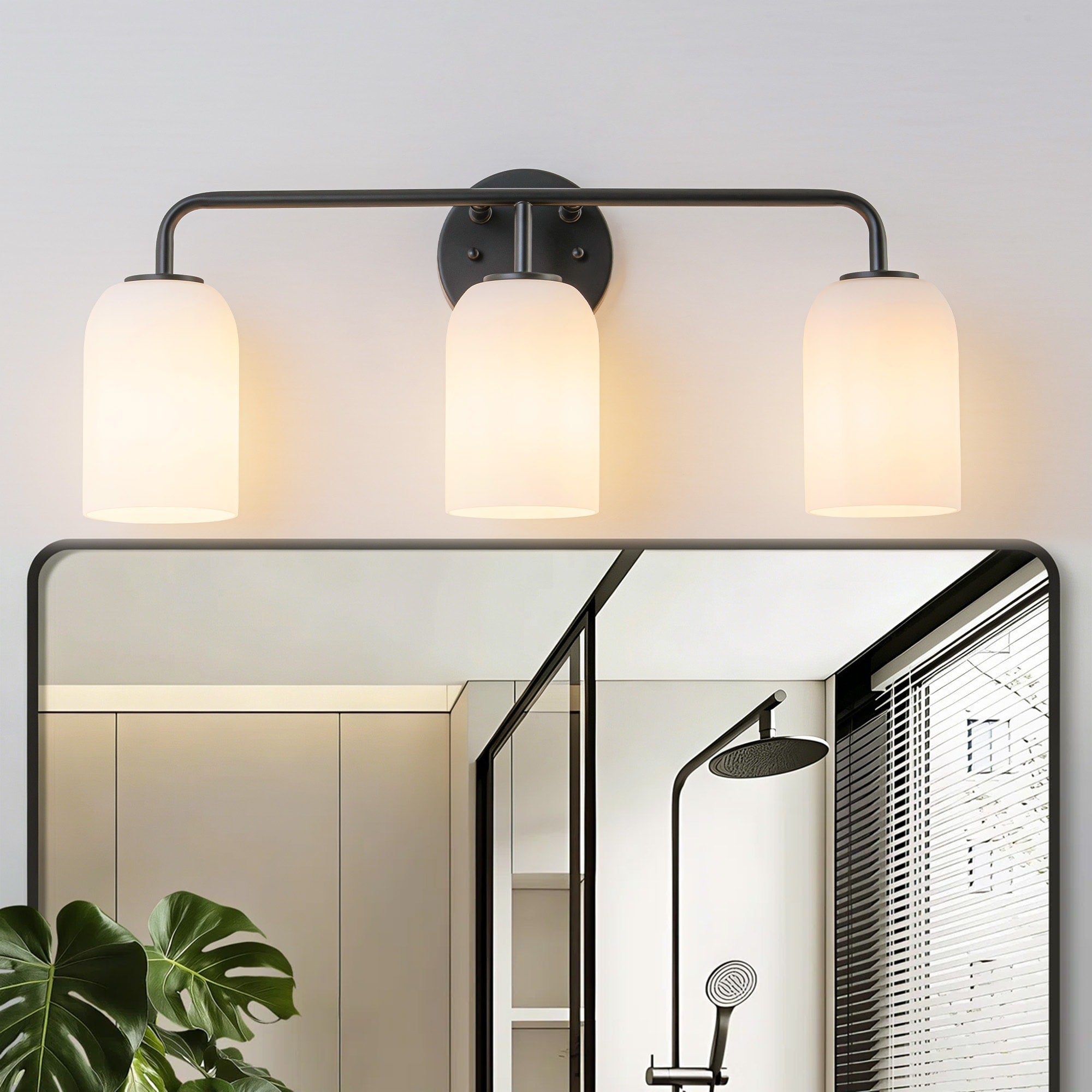 Rennnsan 3 Light Modern Minimalist Frosted Glass Vanity Light For Bathroom Makeup Areas 3 Light