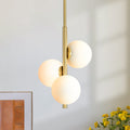 Rennnsan 3 Light Modern Vertical Gold Opal Glass Globe Pendant Ligh For Entryway Bedroom 10.2 In. W X 13.8 In. H