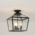 Rennnsan 3 Light Outdoor Flush Mount Lantern Ceiling Light For Porch Entryway Weather Resistant Ip23 12 In. W X 14.2 In.H