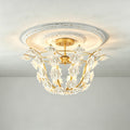 Rennnsan 4 Light Shabby Chic Gold Semi Flush Mount Cluster Ceiling Light With White Ceramic Flower Accents