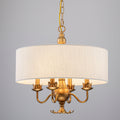Rennnsan 4 Light Vintage Drum Gold Linen Shade Chandelier For Dining Room Living Room 17.3 In. W X 17.7 In. H