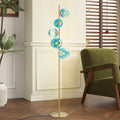Rennnsan 5 Light Modern Dimmable Gold Gradient Blue Glass Floor Lamp For Living Room 11 In. W X 66.9 In.H