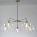Rennnsan 5 Light Modern Green Cluster Sputnik Clear Glass Globe Chandelier For Dining Room 39.37 In. Dia X 11.42 In. H