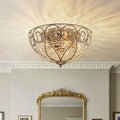 Rennnsan 5 Light Vintage Antique Bronze Dome Crystal Flush Mount Ceiling Light 17.7 In. Dia X 9.6 In. H