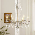 Rennnsan 6 Light Vintage Country Crystal Iron Chandelier For Romantic Dining Living Spaces 6 Light