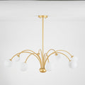 Rennnsan 8 Light Modern Gold Opal Glass Sputnik Chandelier For Living Room Dining Room 39.4 In. W X 11 In. H