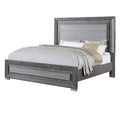 Reno California King Bed With Led Headboard And Metal Legs Gray Wood