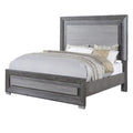 Reno Queen Bed With Led Headboard And Metal Bracket Legs Gray Wood