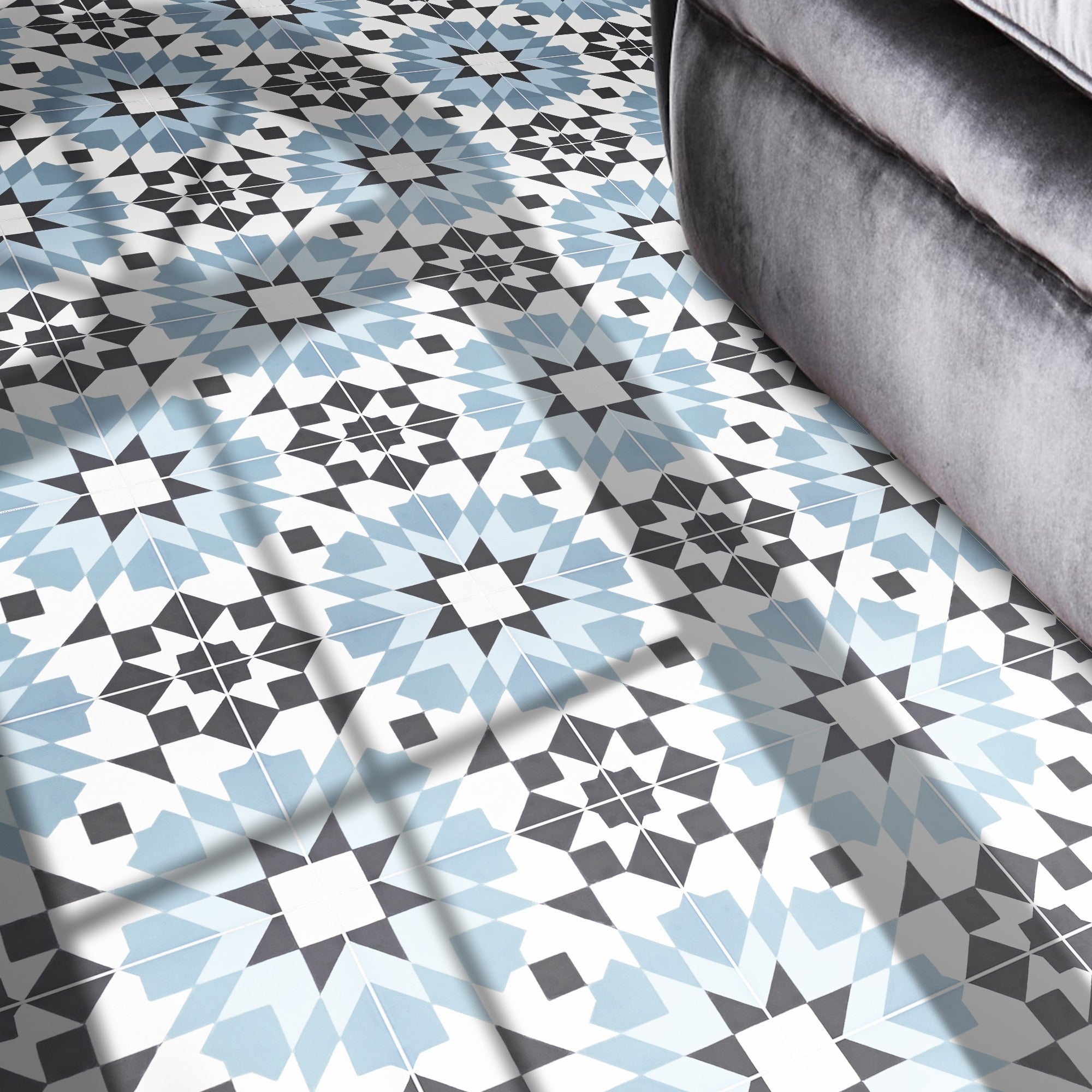 Reno In Blues W Black Handmade 8X8In Moroccan Tile Pack Of 12