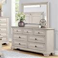 Roundhill Furniture Renova Distressed Parchment 7 Drawer Dresser With Mirror