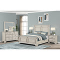 Renova Distressed Parchment Wood Bedroom Set Panel Bed Dresser Mirror Two Nightstands