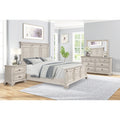 Renova Distressed Parchment Wood Bedroom Set Panel Bed Dresser Mirror Nightstand