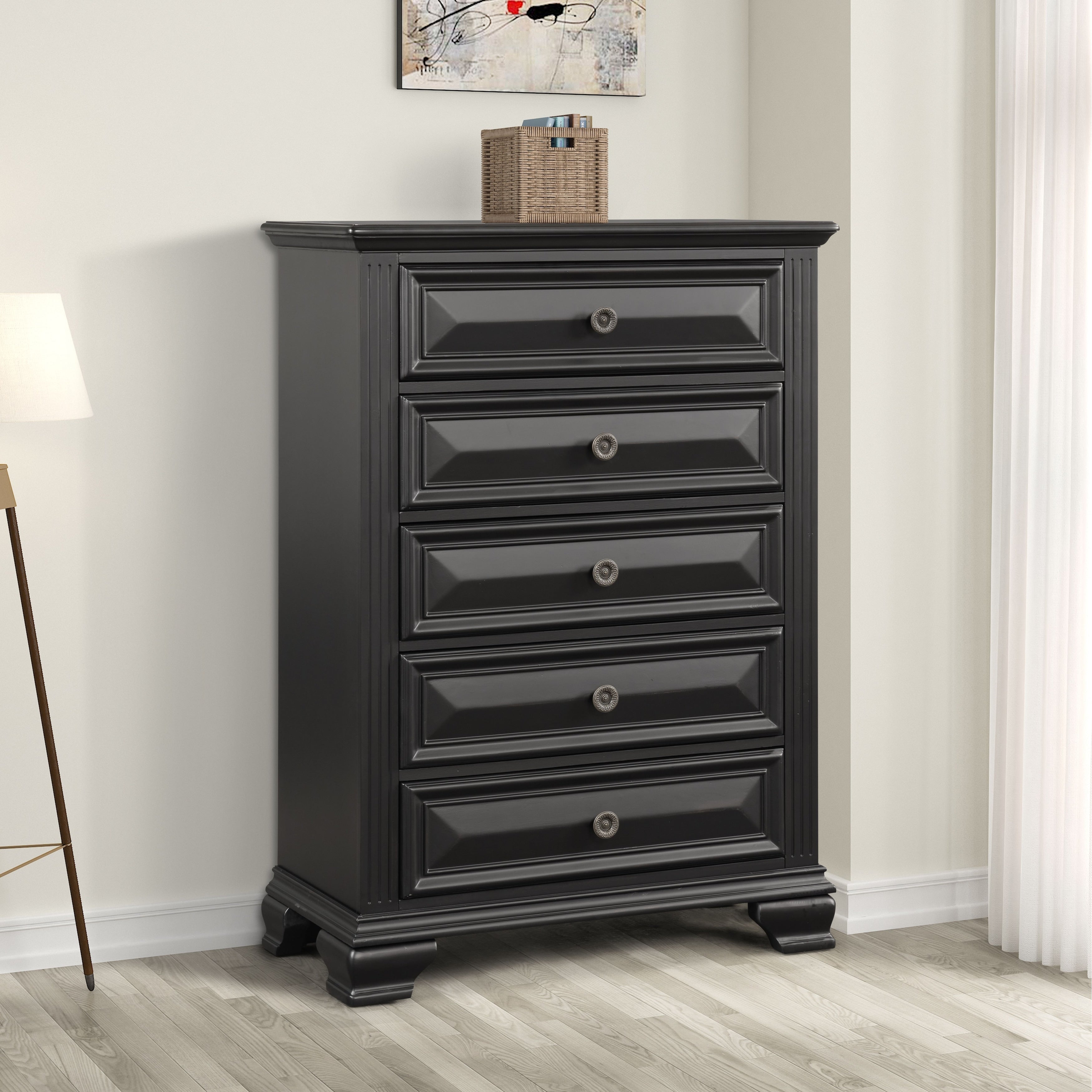 Renova Vintage Black 5 Drawer Chest