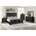 Renova Vintage Black Wood Bedroom Set With Panel Bed Dresser Mirror Nightstand Chest