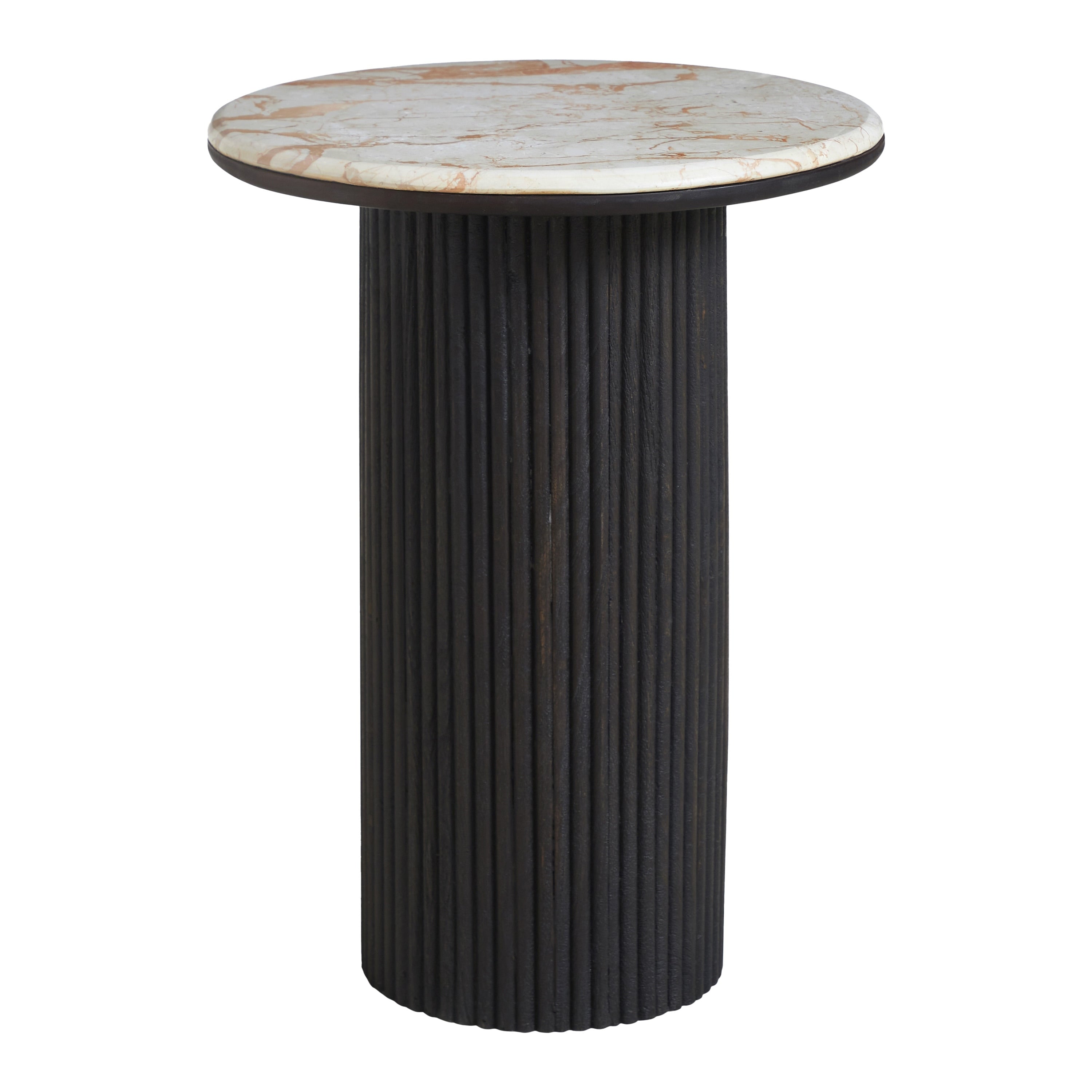 Renwil Alessio Indoor Breccia Marble Side Table Walnut