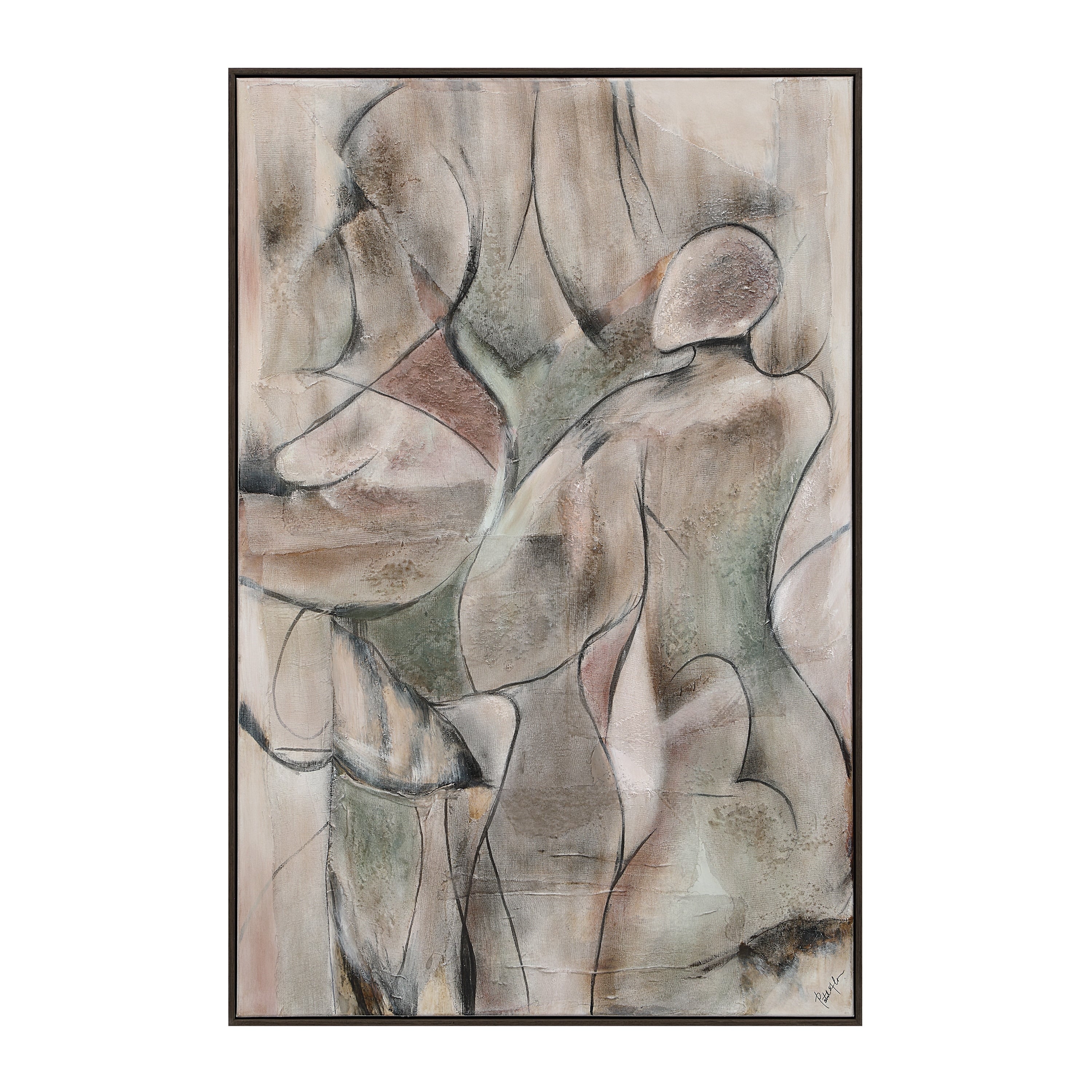 Renwil Alloy 40 Wide Canvas Art With Wood Frame Black Oak Beige