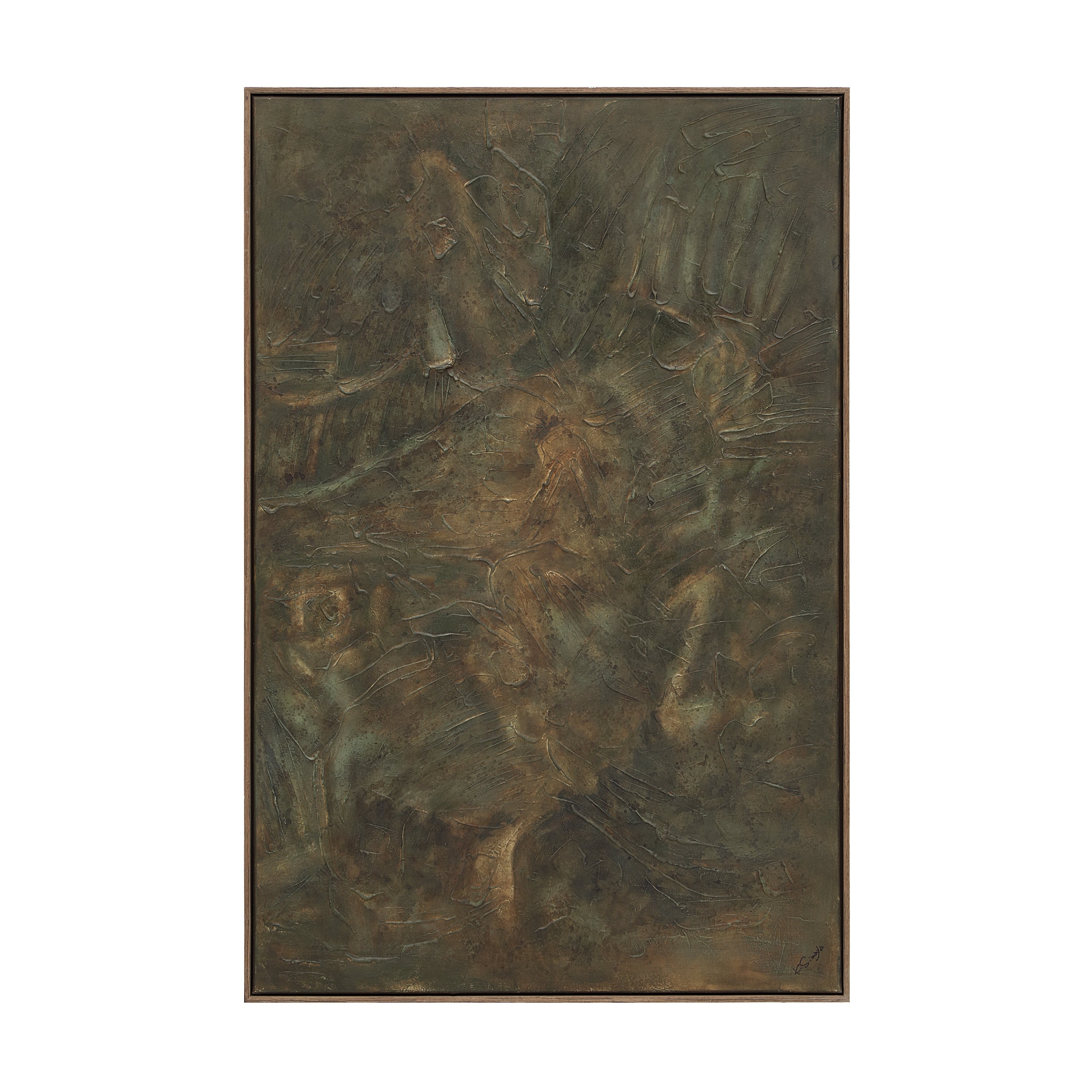 Renwil Beatrix 40 Wide Canvas Art With Wood Frame Dark Oak Brown