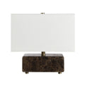 Renwil Cabo 11.25 Tall Brown Emperador Marble Table Lamp With Rectangle Linen Shade