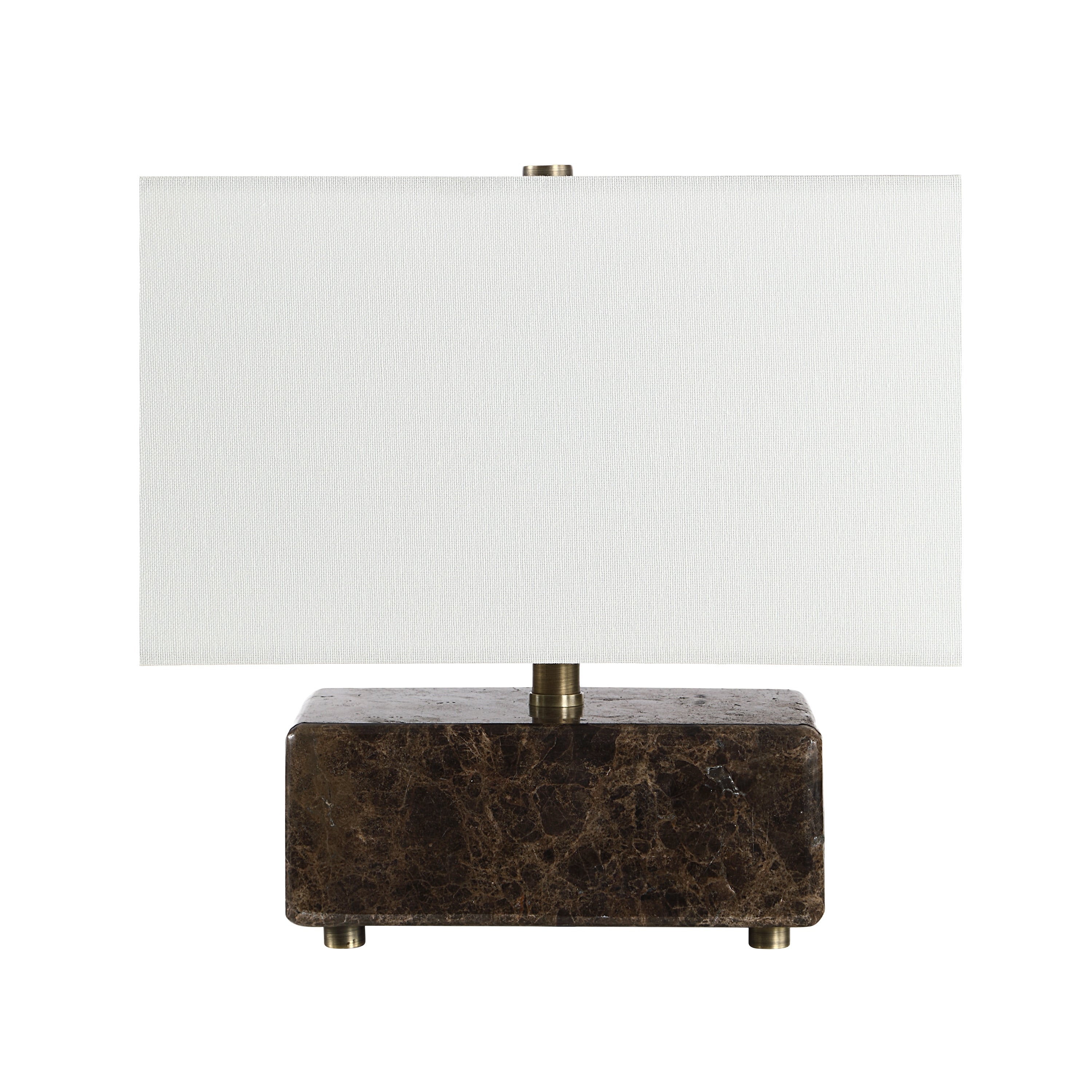 Renwil Cabo 11.25 Tall Brown Emperador Marble Table Lamp With Rectangle Linen Shade