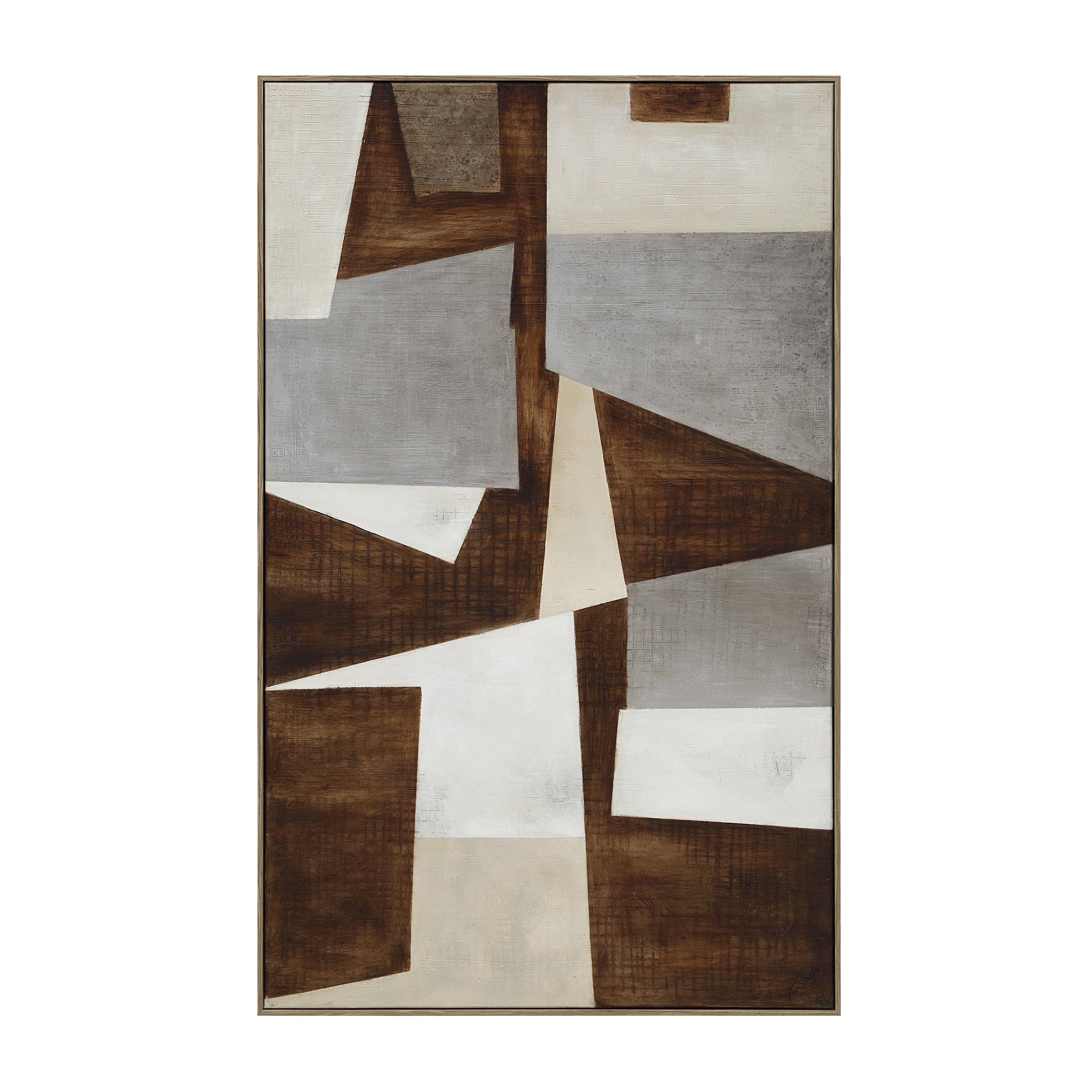 Renwil Cannella 40 Wide Canvas Art With Wood Frame Medium Walnut Brown