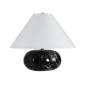 Renwil Celine 14.5 Tall Black Cloud Marble Table Lamp With Tapered Linen Shade