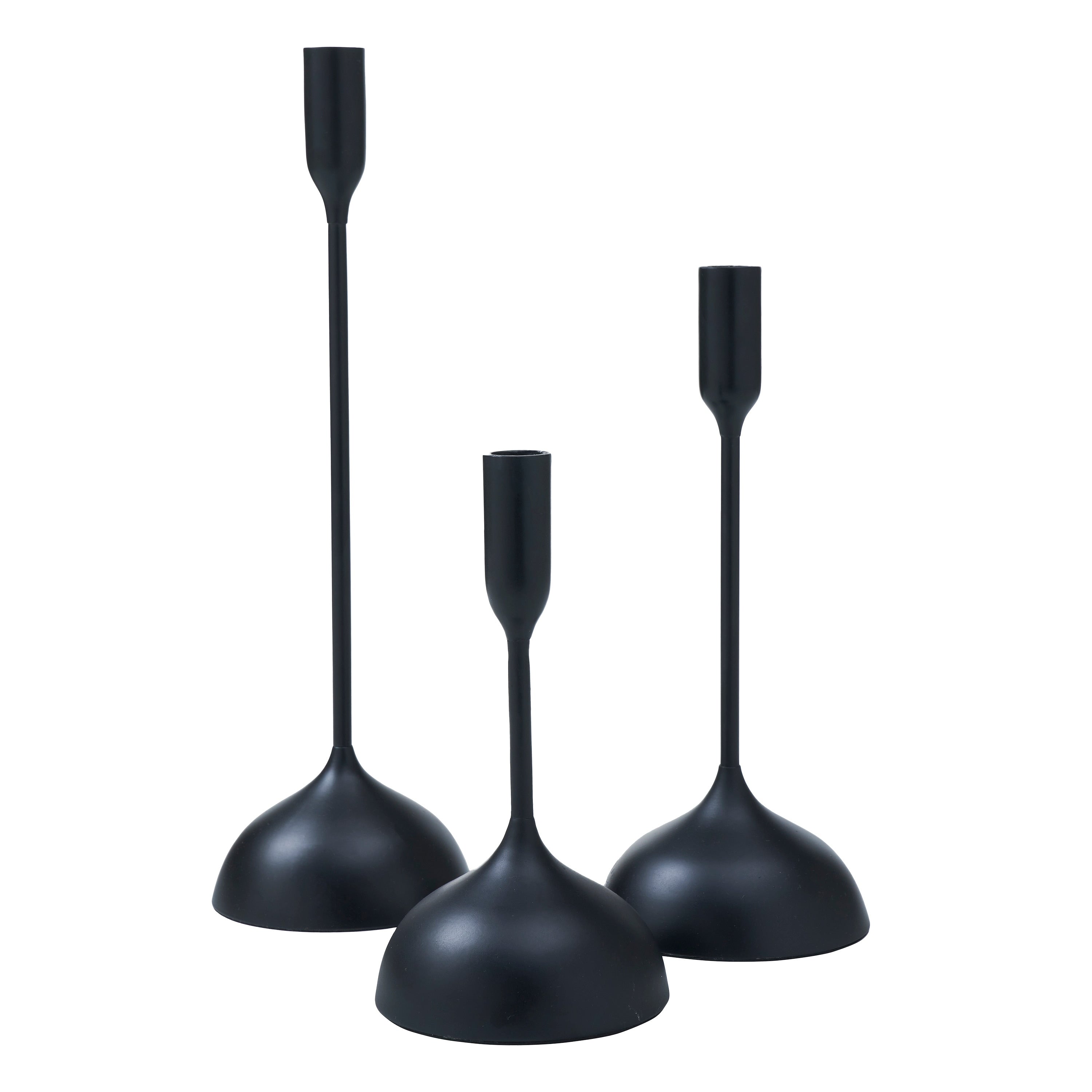 Renwil Chambers Indoor Aluminum Set Of 3 Tapered Candle Holder Matte Black