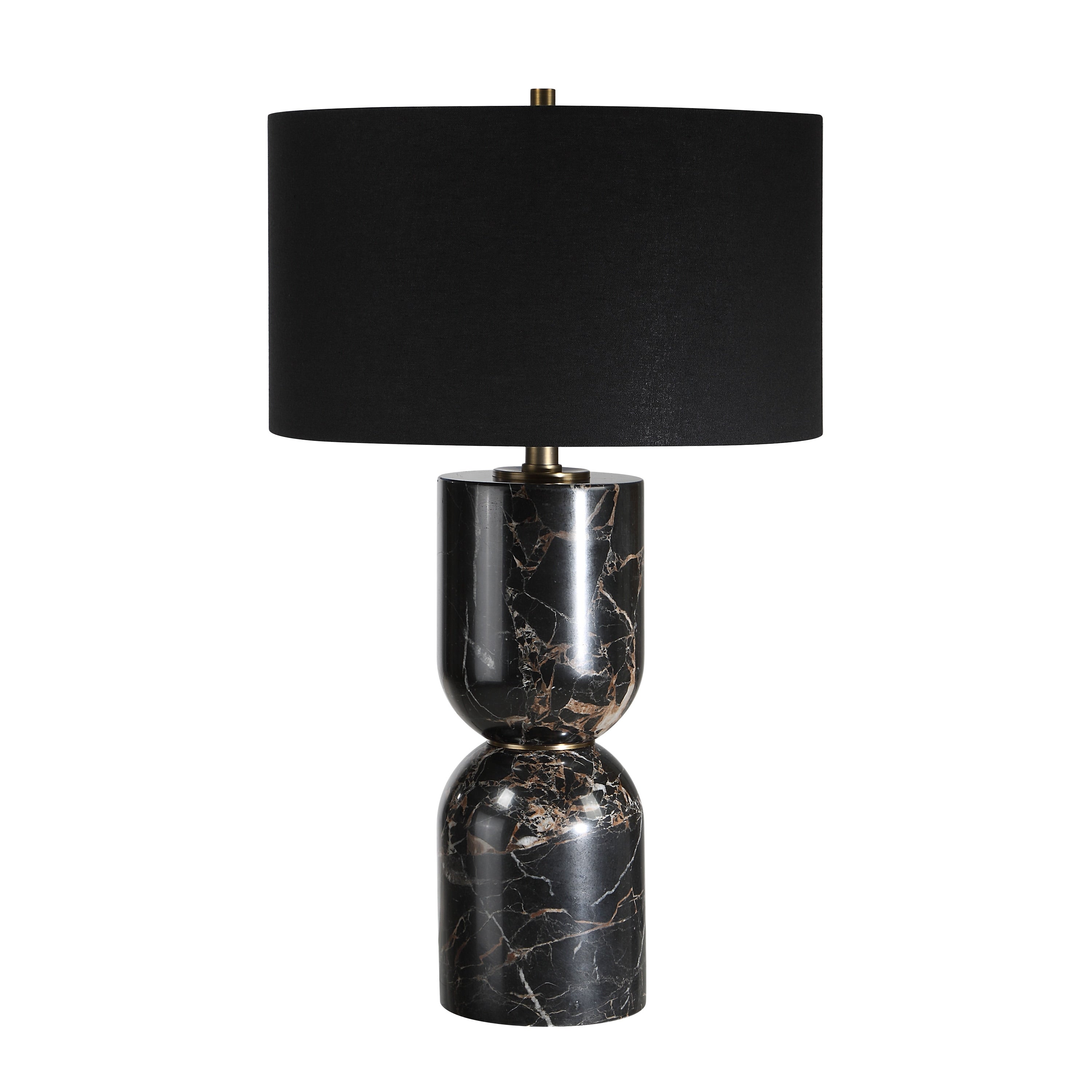 Renwil Enri 27 Tall Black Marble Table Lamp With Drum Linen Shade