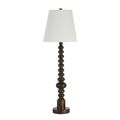 Renwil Famar 37 Tall Black Marble Resin Table Lamp With Tapered Linen Shade