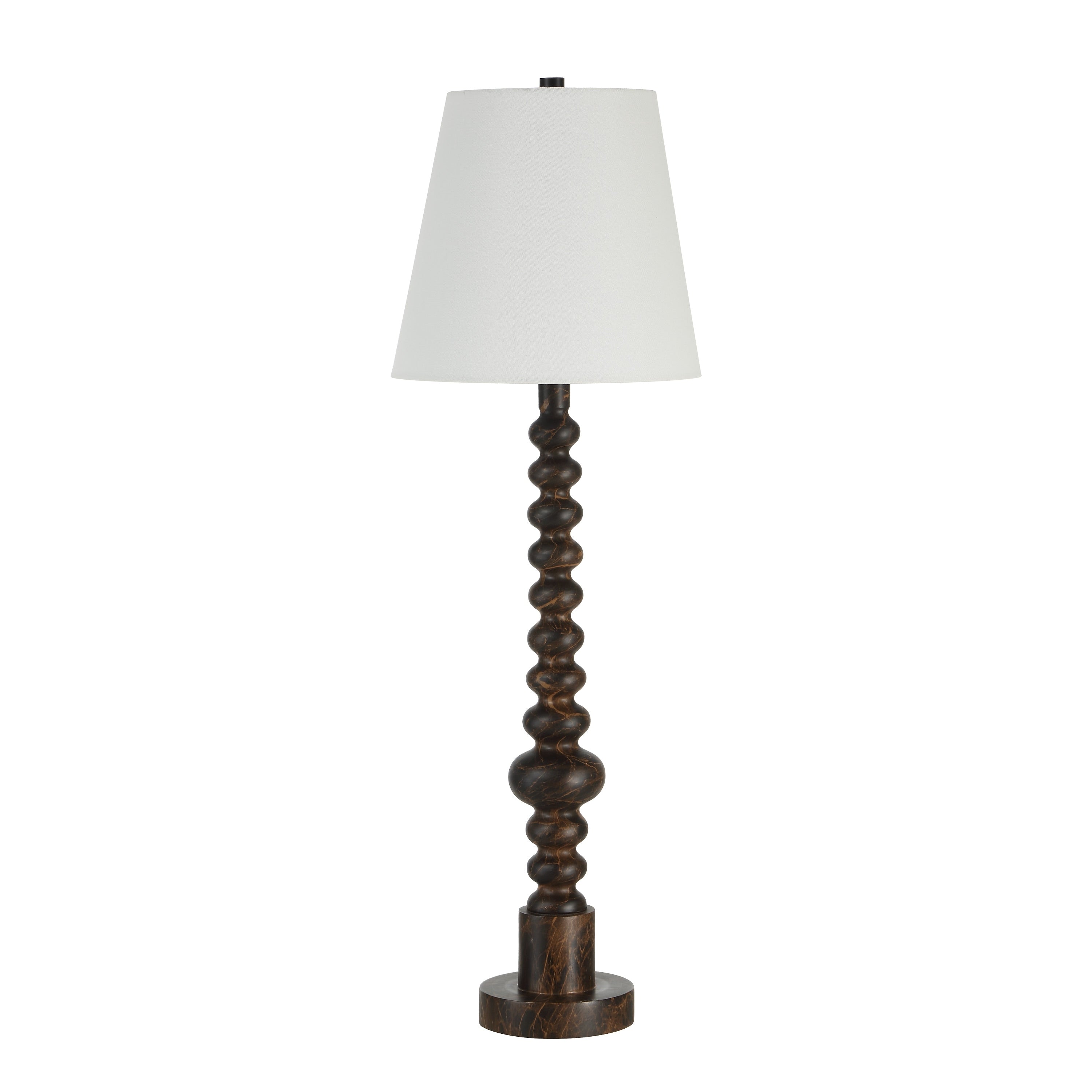 Renwil Famar 37 Tall Black Marble Resin Table Lamp With Tapered Linen Shade