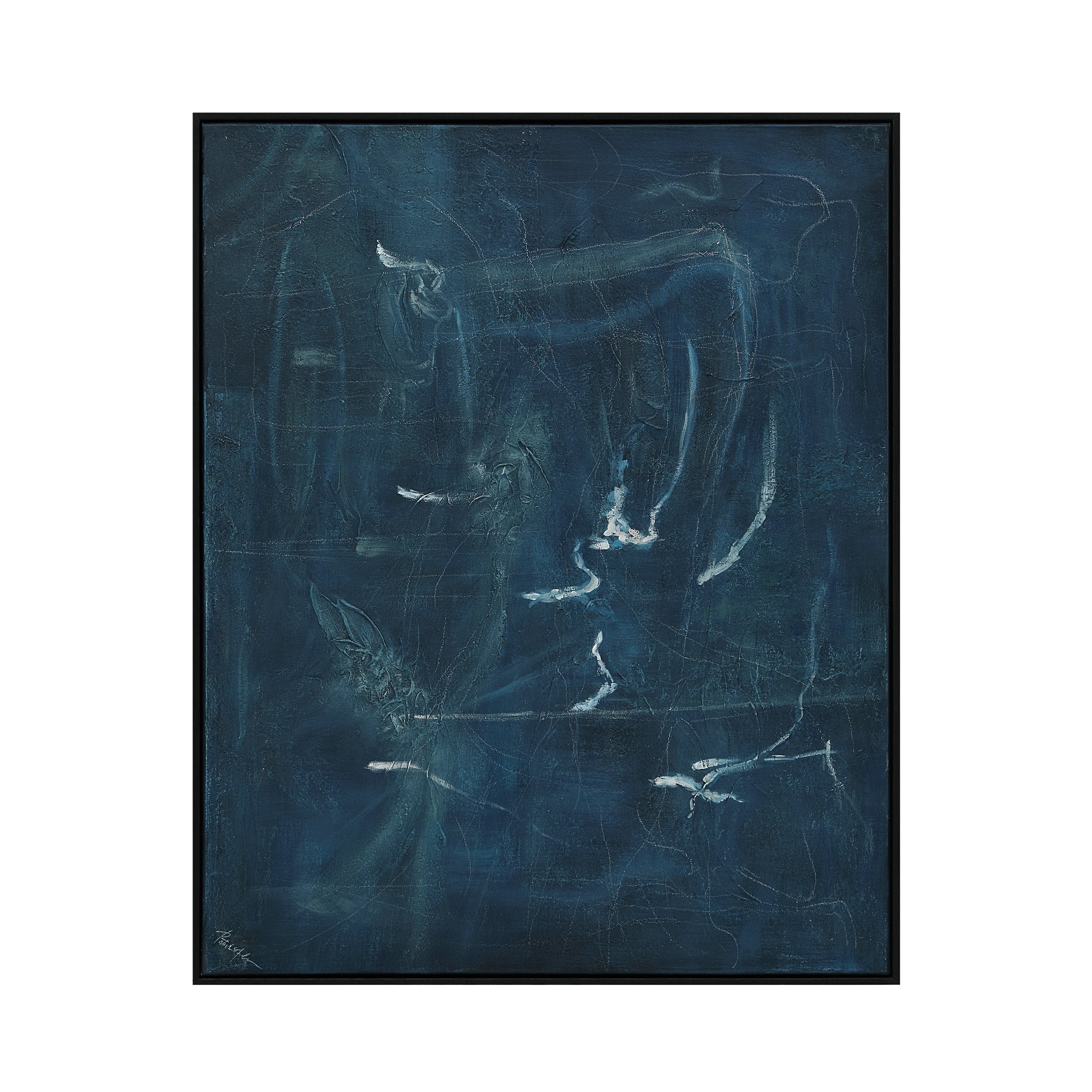 Renwil Gemma 40 Wide Canvas Art With Wood Frame Black Blue