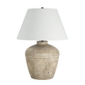 Renwil Heritage 29 Tall Distressed Brown And Beige Ceramic Table Lamp With Tapered Linen Shade