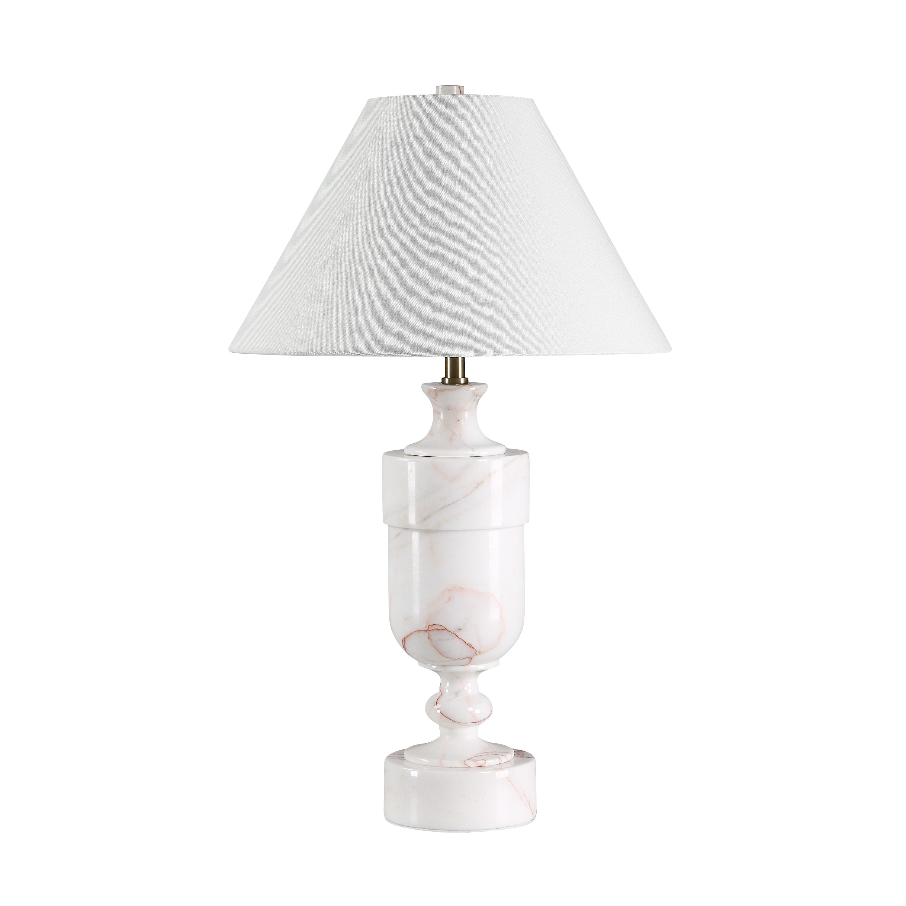 Renwil Katn 26 Tall White Botochino Marble Table Lamp With Tapered Linen Shade