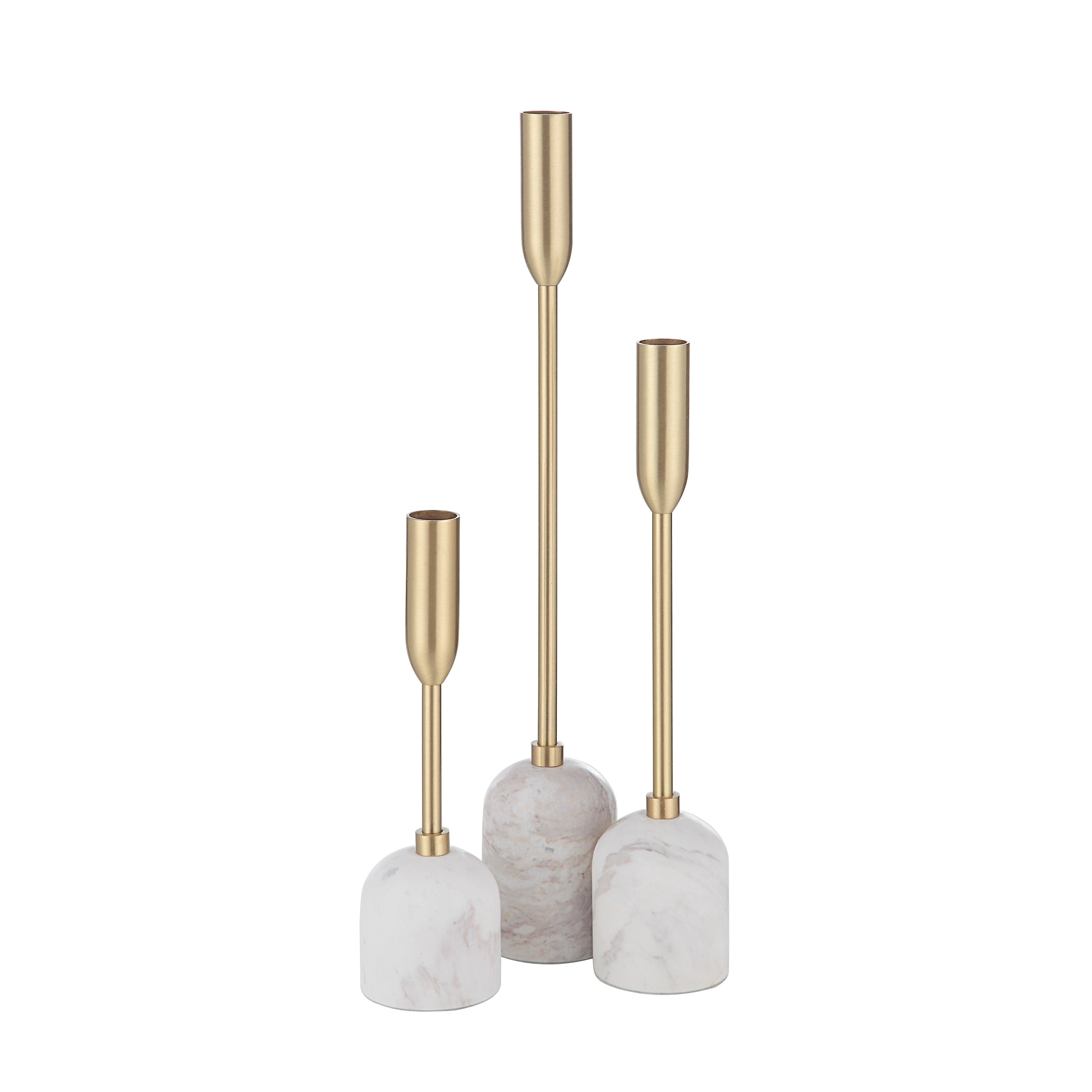 Renwil Marchesa Indoor Iron Set Of 3 Tapered Candle Holder Satin Brass