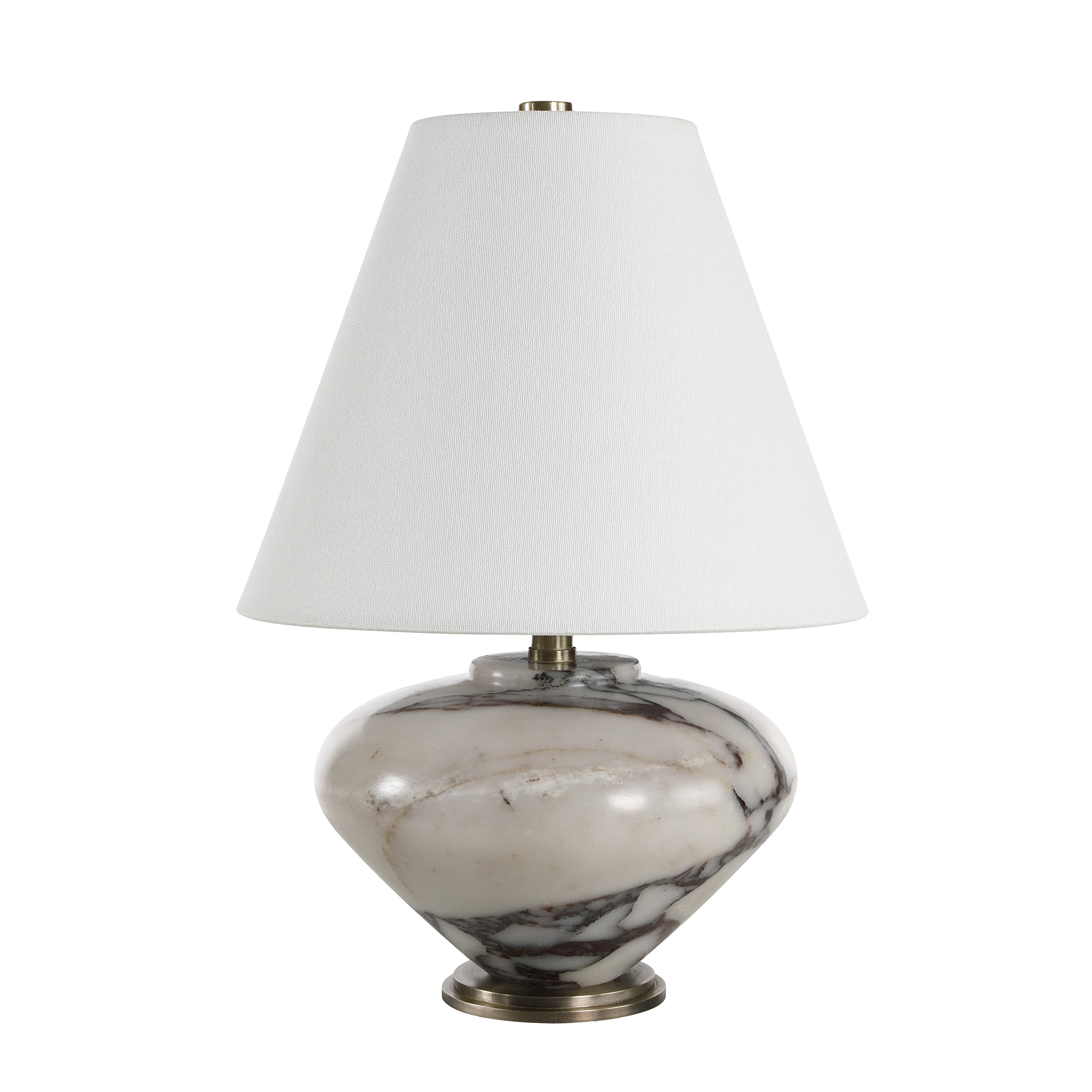 Renwil Monumento 15.75 Tall Grey Bolgi Marble Table Lamp With Tapered Linen Shade
