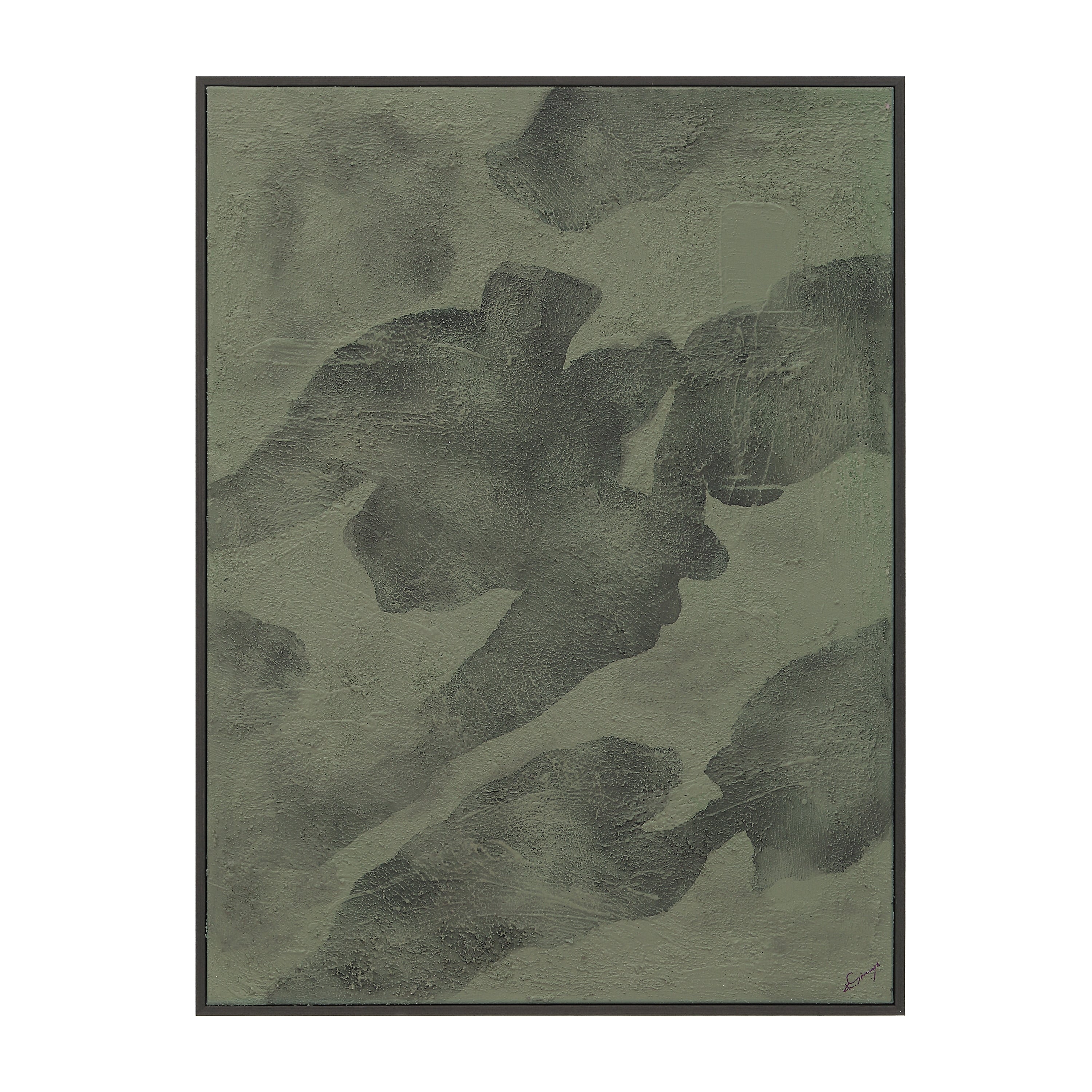 Renwil Olivea 36 Wide Canvas Art With Wood Frame Charcoal Green