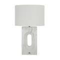 Renwil Scriba 27.5 Tall Textured Matte White Resin Table Lamp With Drum Linen Shade