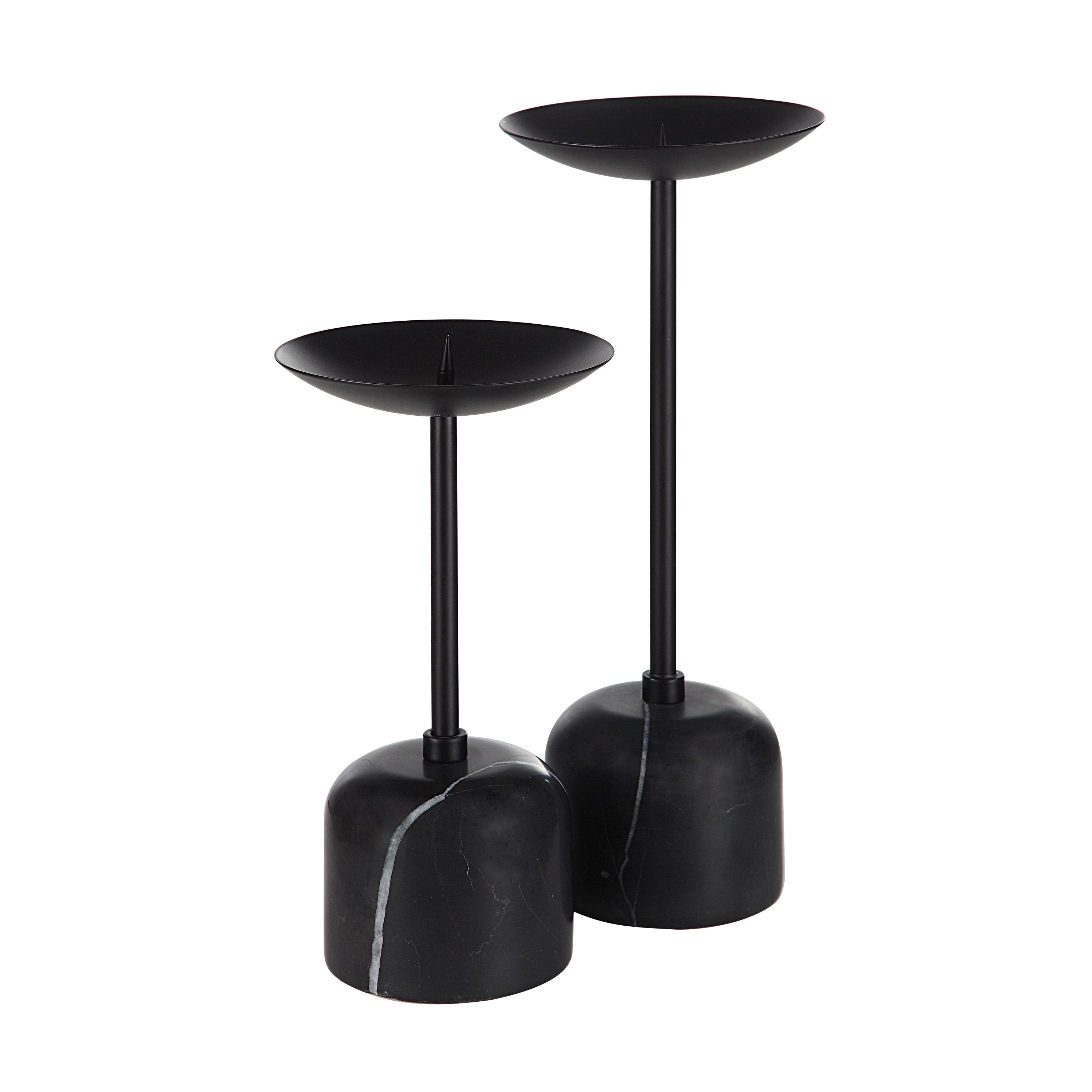 Renwil Uma Indoor Iron Set Of 2 Pillar Candle Holder Matte Black