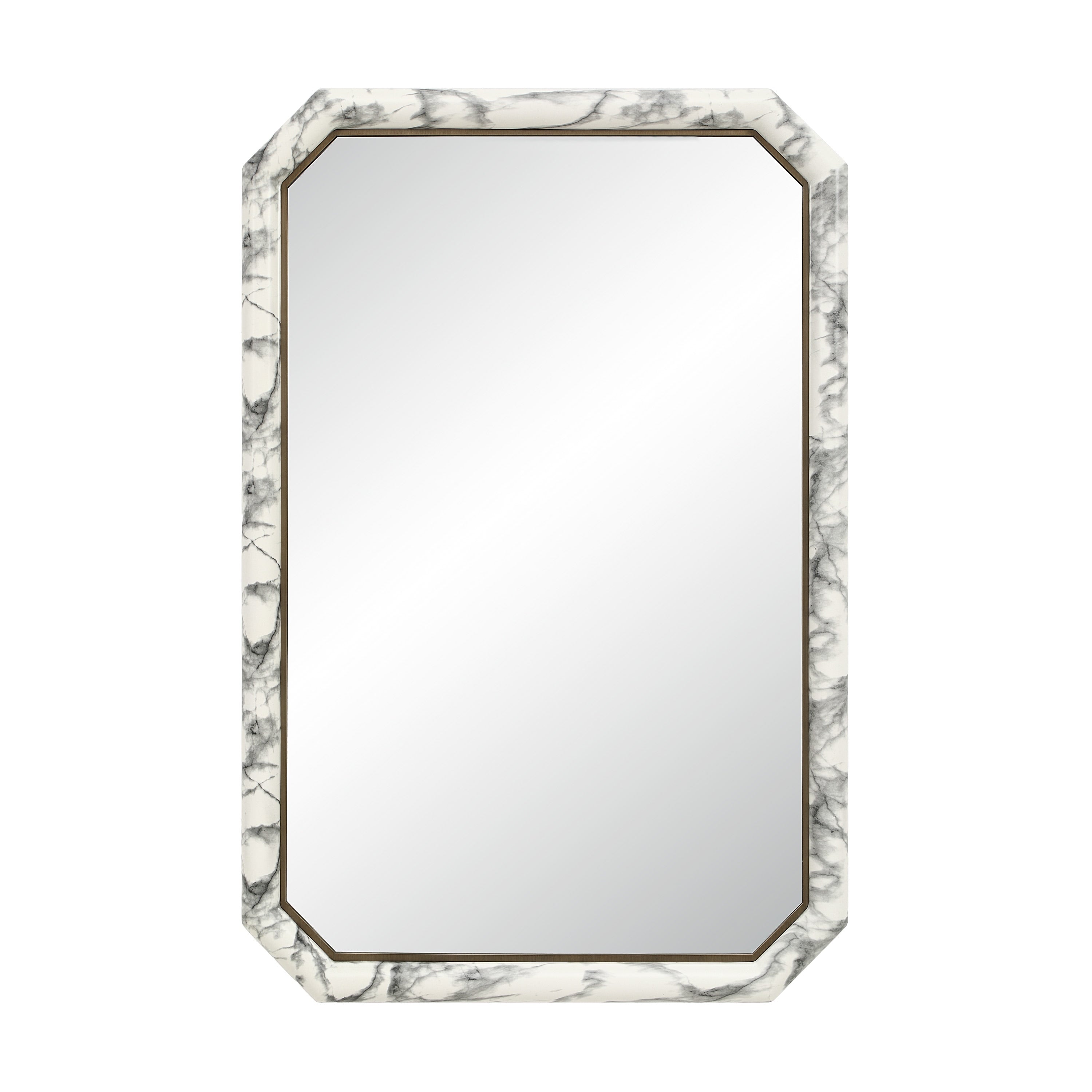Renwil Venus 36 H X 24 W Wall Mirror White Marble Hydro Dip