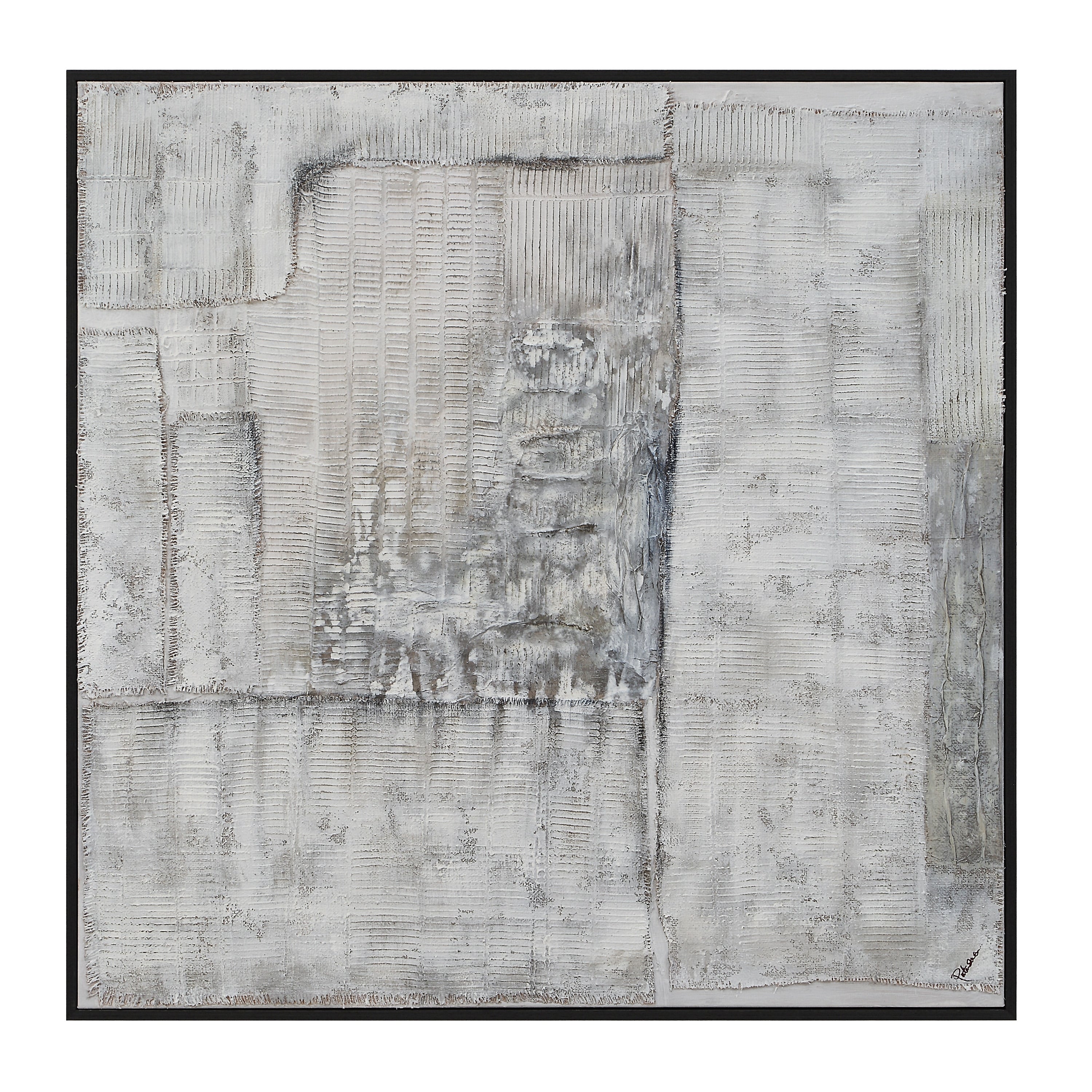 Renwil Zariah 45 Wide Canvas Art With Wood Frame Charcoal White