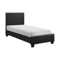 Renz Twin Size Bed With Modern Block Panel Black Faux Leather Upholstery
