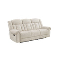 Reo Double Manual Reclining Sofa With Nailhead Trim Beige Chenille