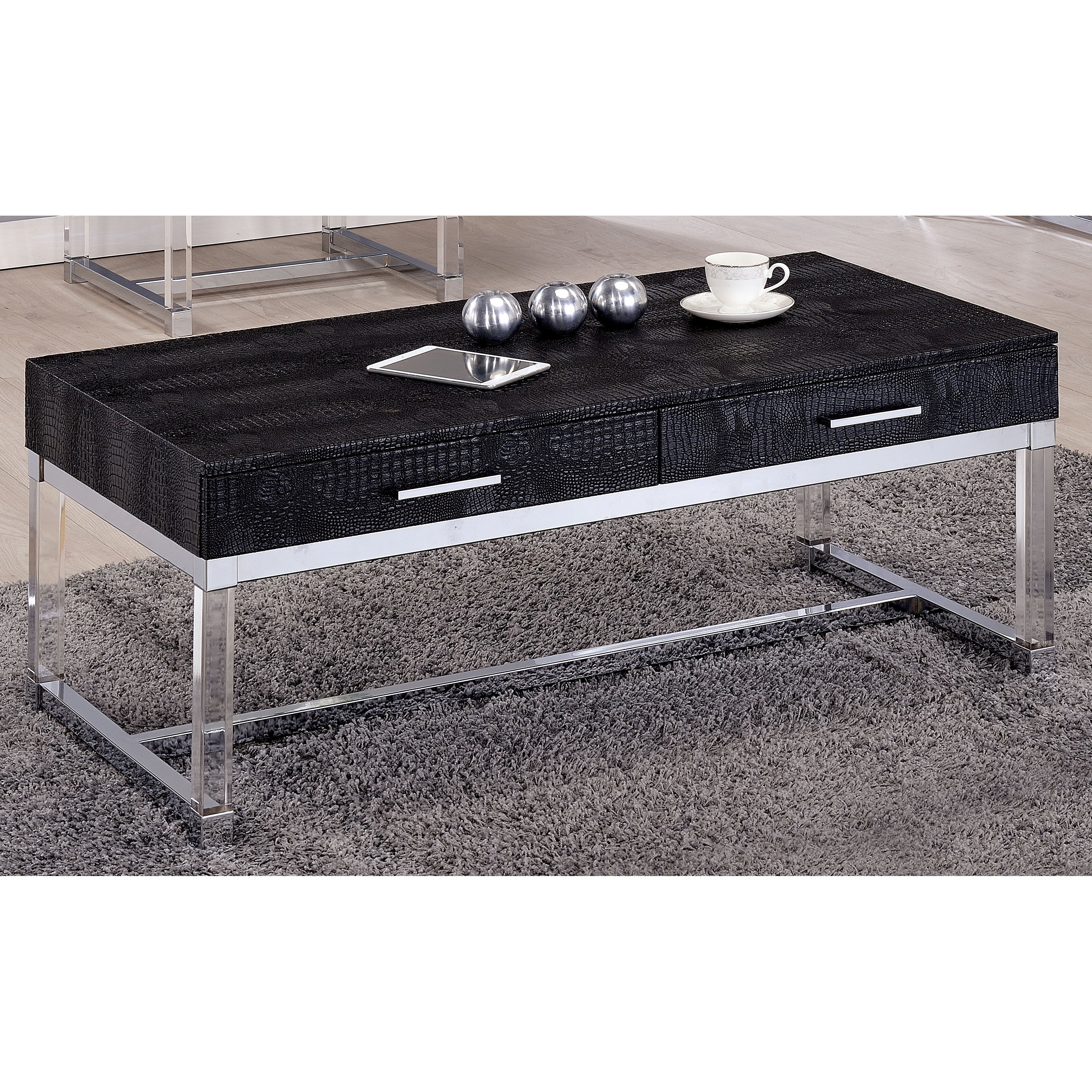 Furniture Of America Repta Contemporary Crocodile Textured Storage Coffee Table