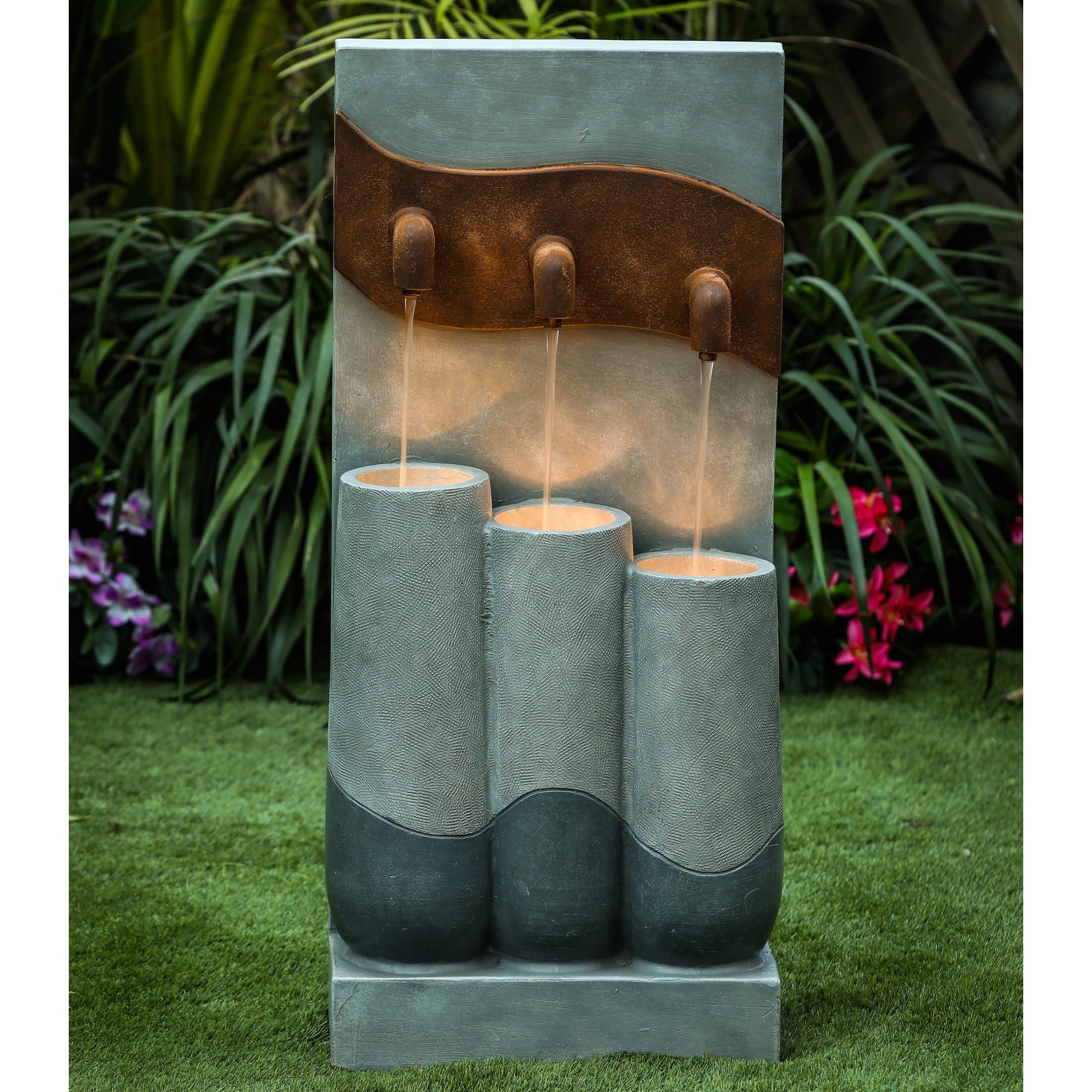 Cement Modern Pots Outdoor Patio Fountain With Led Light