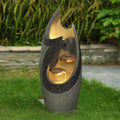 Cement Modern Tiered Patio Fountain With Led Lights