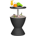 Resin Outdoor Cooler Table Adjustable Ice Cooler Side Table Black
