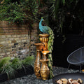 Resin Pedestal Peacock And Urns Outdoor Fountain