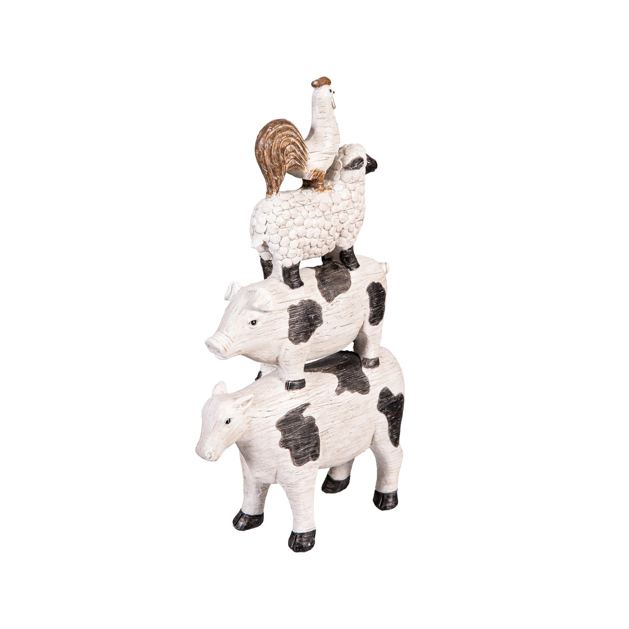 Resin Stacked Farm Animals Garden Statue 13.5 H